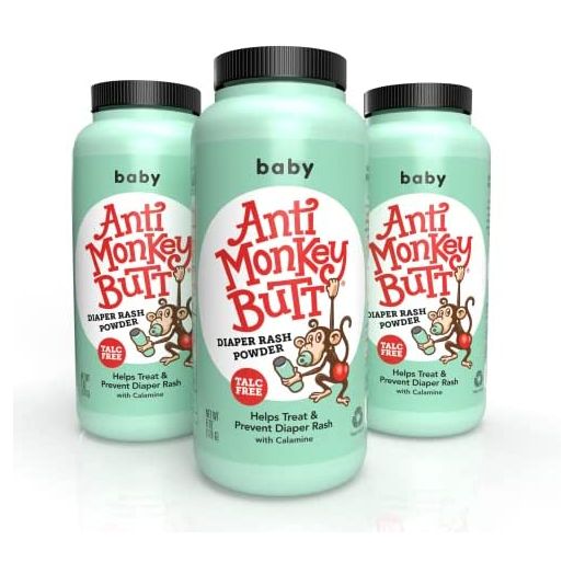 Anti Monkey Butt Baby Powder with Calamine | Prevents Diaper Rash and Absorbs Moisture | Talc Free | 6 Ounces |Yellow Pack of 3