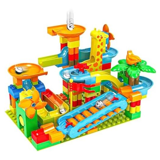 BATTOP Marble Run for Kids Ages 4-8, 167 PCS Classic Big Size Blocks Set, Crazy Marble Run Building Blocks with 4 Balls Race Track, STEM Toys Bricks Set Christmas Toys for Boys & Girls