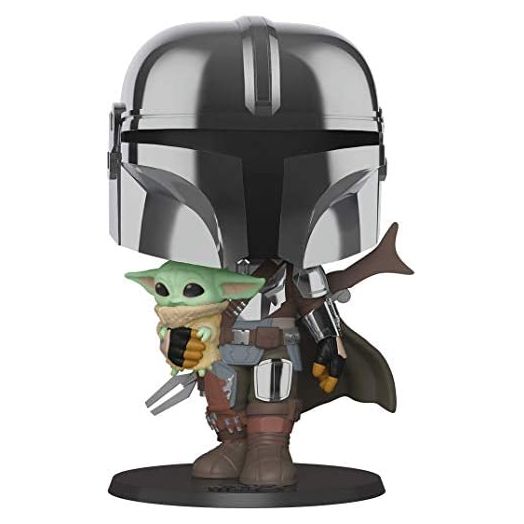 Pop! Star Wars: The Mandalorian - 10 Inch Chrome Mandalorian with The Child Vinyl Action Figure