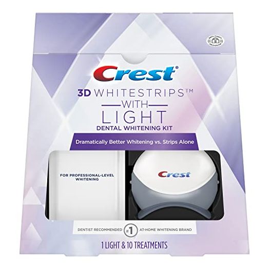 Crest 3D Whitestrips with Light, Teeth Whitening Strip Kit, 20 Strips (10 Count Pack)
