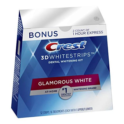 Crest 3D Whitestrips, Glamorous White, Teeth Whitening Strip Kit, 32 Strips (16 Count Pack) -Packaging may vary