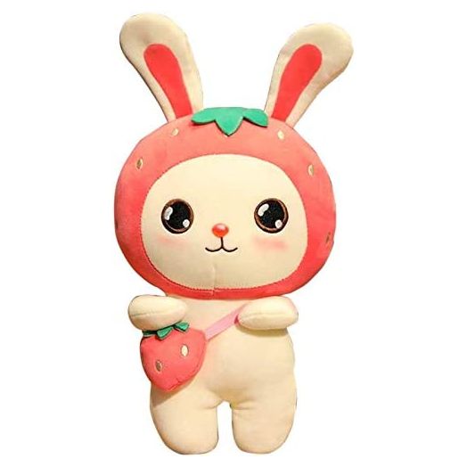 y.e.t Cute Fruit Bunny Doll Strawberry Rabbit Doll Soft Cushion Pillow Plush Toy Animal Doll Creative Toy for Kids, Pink, Large