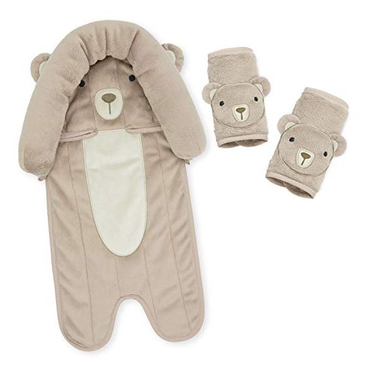 Travel Bug Baby & Toddler 3-Piece Head Support & Strap Covers Set for Car Seats, Strollers & Bouncers - Bear