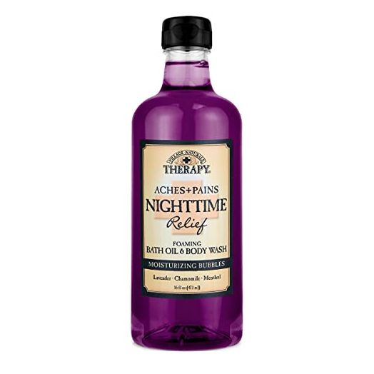 Village Naturals Aches & Pains Nighttime Relief Foaming Bath Oil + Body Wash, 16 Fluid Ounce