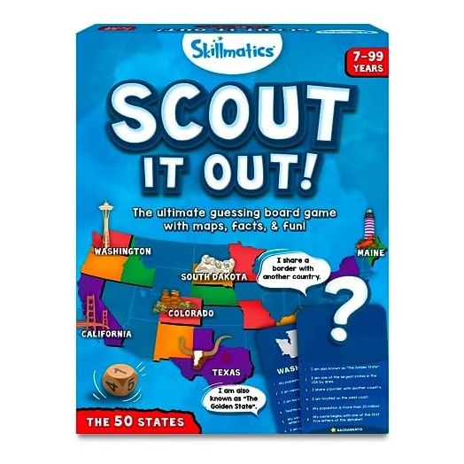Skillmatics Board Game - Scout It Out 50 States, Guessing & Trivia Game for Families, Educational Toys, Card Games for Kids, Teens and Adults, Gifts for Boys and Girls Ages 7, 8, 9 and Up