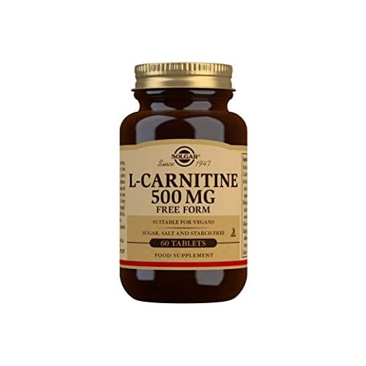 Solgar L-Carnitine 500 mg, 60 Tablets - Supports Energy & Fat Metabolism - Non-GMO, Vegan, Gluten Free, Dairy Free, Kosher - 30 Servings