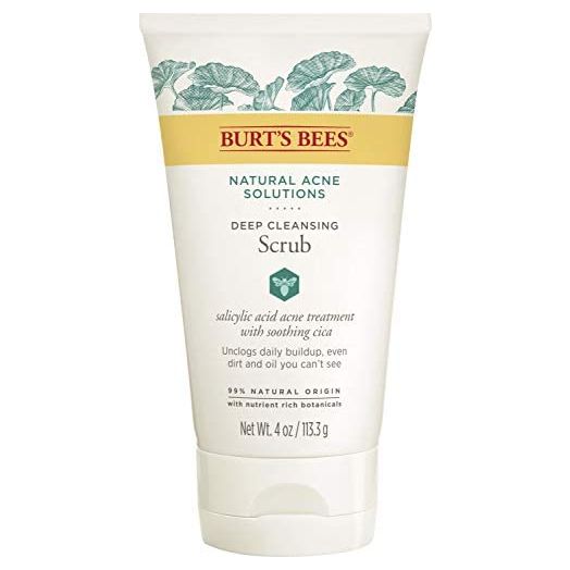 Burt's Bees Natural Acne Solutions Pore Refining Cleansing Scrub, Exfoliating Face Wash for Oily Skin, 4 Oz (Package May Vary)