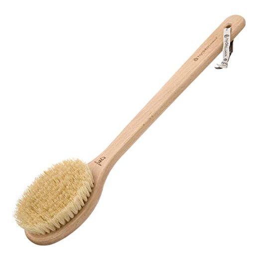Hydrea London Dry Body Brush – Long Handled Exfoliating Dry Skin Brush with Vegan Cactus Bristle, Dry Brush Cellulite Remover, Exfoliating Body Scrubber, Helps Improve Lymphatic Drainage - FSC® Certified Beechwood.