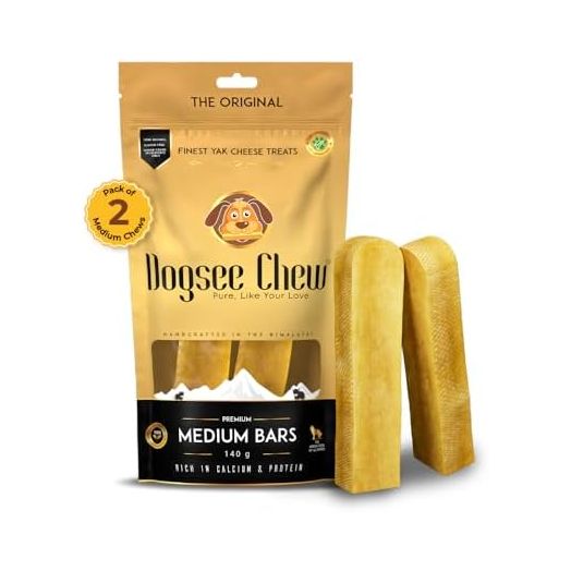 Dogsee Himalayan Yak Cheese Dental Chews for Dogs (Medium - 2 Chews) | All-Natural | Made in Himalayan Regions | Original Yak Cheese Dental Chews
