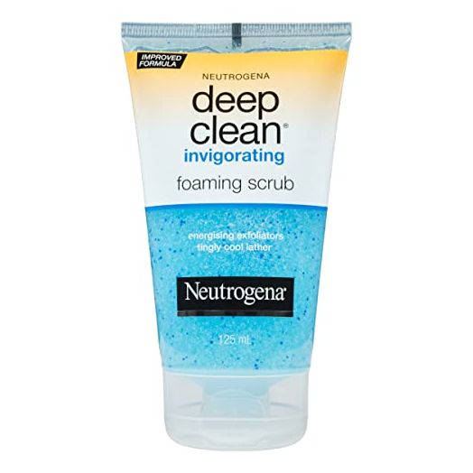 Neutrogena Deep Clean Invigorating Foaming Facial Scrub with Glycerin, Cooling & Exfoliating Gel Face Wash to Remove Dirt, Oil & Makeup, 4.2 fl. oz