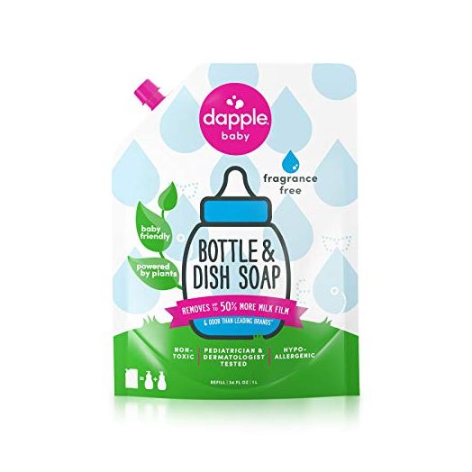 Dapple Refill Pack Baby Bottle and Dish Liquid, Fragrance Free, 34 Fluid Ounce