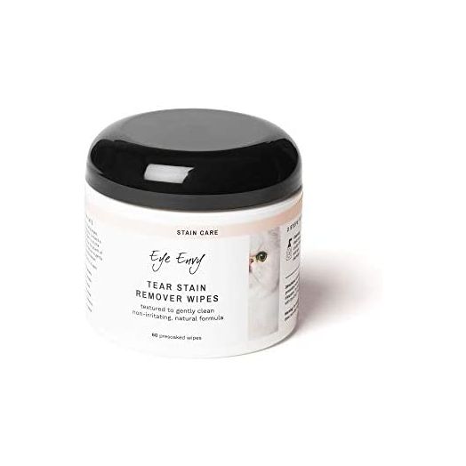 Eye Envy Tear Stain Wipes for Cats | Textured to Gently Clean, Treats The Cause of Staining | 100% Natural Formula | Recommended by Persian & Exotic Breeders, Vets, Groomers | 60 Ct