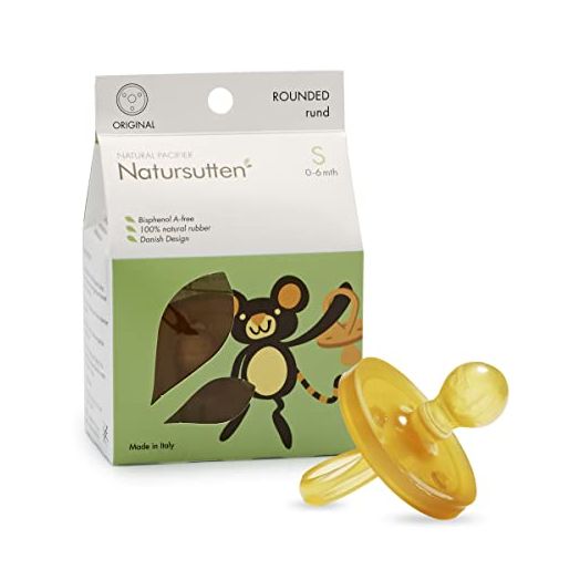 Natursutten Pacifier 0-6 Months - Natural Rubber Pacifier - Eco-Friendly, BPA-Free Round Newborn Pacifier - Newborn Essentials Made in Italy - 1 Piece