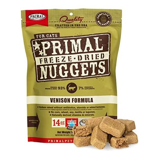 Primal Freeze Dried Cat Food Nuggets, Venison Grain Free Raw Kitten Food