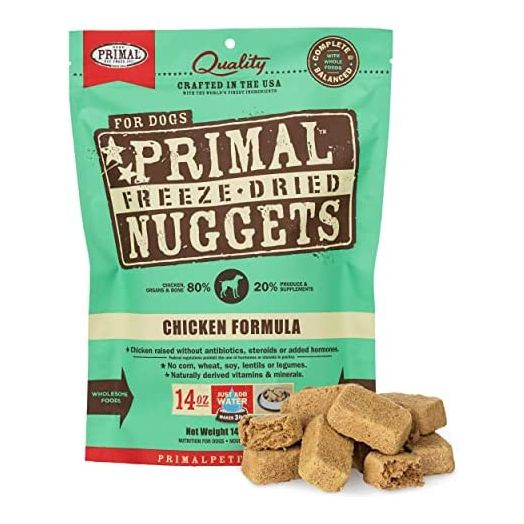 Primal Freeze Dried Dog Food Nuggets Chicken Formula, Crafted in The USA Grain Free Raw Dog Food