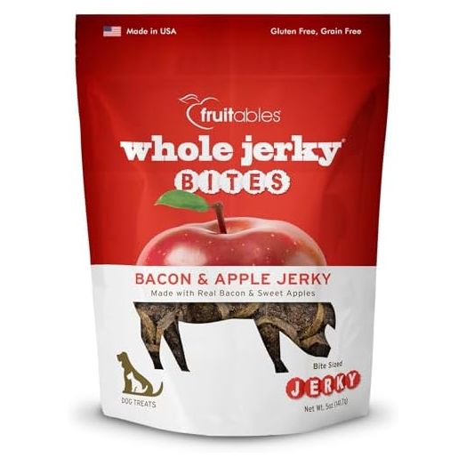 Fruitables Small Dog Treats – Whole Jerky Bites – Healthy Treats – Bacon & Apple Flavor – 5 Ounces