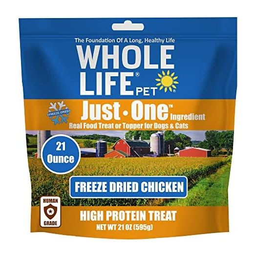 Whole Life Pet USA Sourced and Produced Human Grade Freeze Dried Chicken Breast Dog and Cat Treat Value Pack, Protein Rich for Training