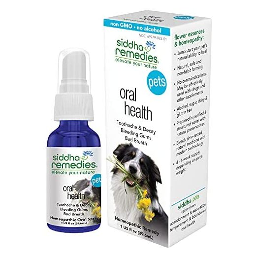 Siddha Remedies Oral Health for Pets | Cat Dog Oral Care for Toothache Decay | Breath Spray for Bad Breath, Healthy Gums Dogs Tooth Care | 100% Natural Homeopathic Remedy Cell Salts Flower Essences