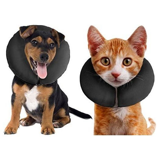 ZenPet Protective Inflatable Recovery Collar for Dogs and Cats - Soft Pet Cone Does Not Block Vision E-Collar - Designed to Prevent Pets from Touching Stitches, Wounds and Rashes