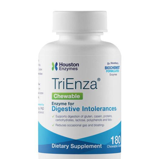 Houston Enzymes TriEnza - Enzyme for Digestive Intolerance - 180 Chewable Tablets