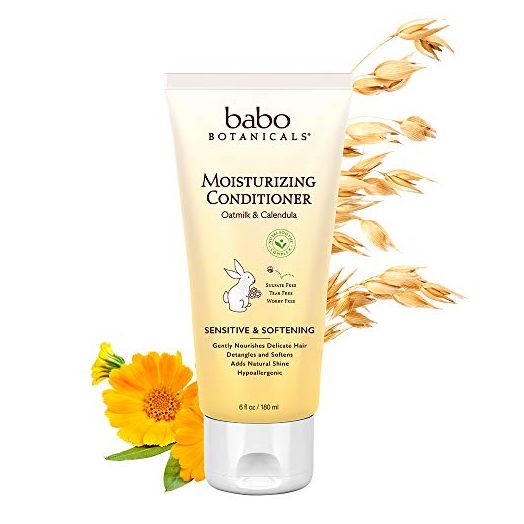 Babo Botanicals Moisturizing Plant-Based Conditioner - with Organic Calendula and Colloidal Oatmeal - For Babies, Kids or Adults with Sensitive or Dry Scalp - Hypoallergenic and Vegan - 6 fl. oz