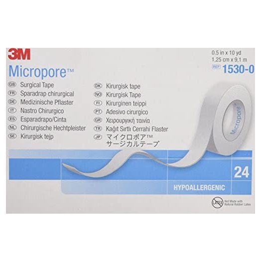 Micropore Surgical Tape, White, 1.25 cm X 9.1m, 24Count