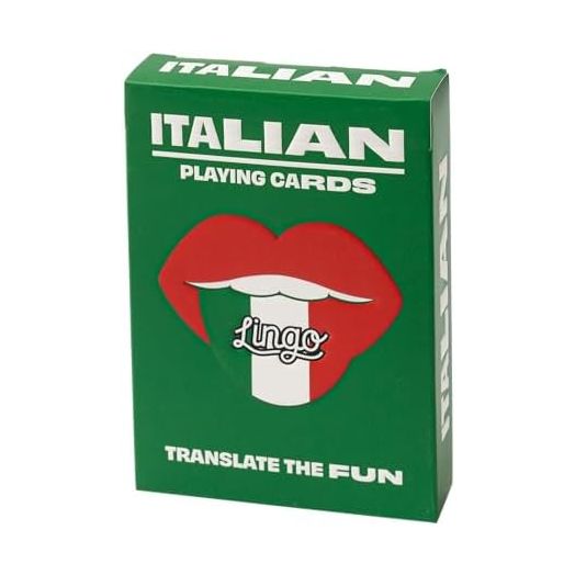 Lingo Italian Playing Cards | Travel Flashcards | Learn Italian Vocabulary in A Fun & Easy Way | 52 Essential Translations