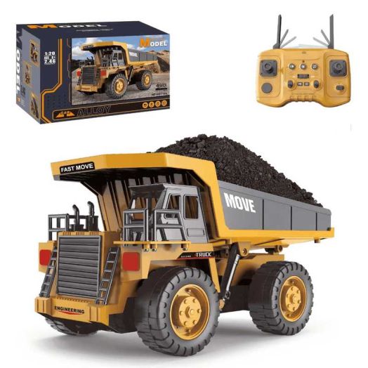 95272FUNN Remote Control Dump Truck Toy, 1:24 Scale, with Metal Bed, Lights and Sounds, for Ages 6+