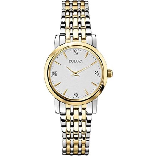 Bulova Classic Quartz Ladies Watch, Stainless Steel Diamond