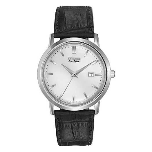 Citizen Eco-Drive Corso Quartz Mens Watch, Stainless Steel with Leather strap, Classic, Black (Model: BM7190-05A)