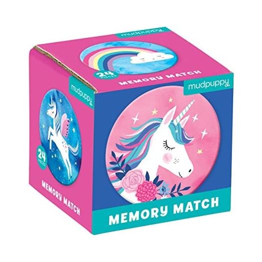 Mudpuppy Unicorn Magic Mini Memory Matching Game, Makes A Great, 2.75” Mini Storage Cube Is Ideal for On-The-Go Fun