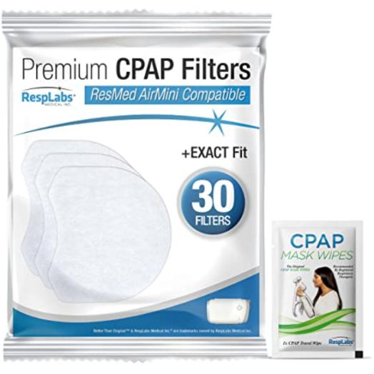 RespLabs CPAP Filters - Fits The ResMed AirMini Machine, 30 Pack - Dust Filtering, Dander Straining, Air Purifying. CPAP Machine Inlet Filtration
