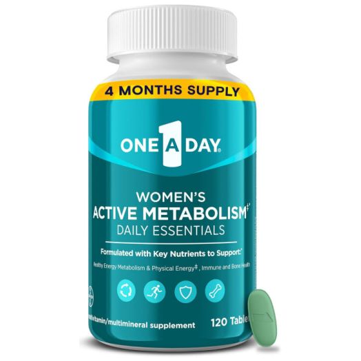 One A Day Women's Active Metabolism Daily Essential, Multivitamin for Women, Metabolism Support, Vitamins for Women with All 8 B-Vitamins, Vitamin D, Magnesium & More,120 Count