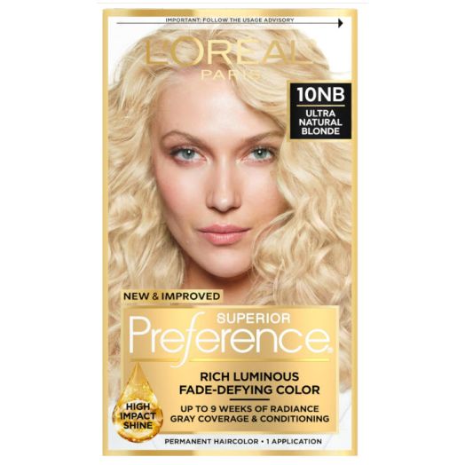 L'Oreal Paris Superior Preference Fade-Defying Shine Permanent Hair Color, 10NB Ultra Natural Blonde, 1 Kit