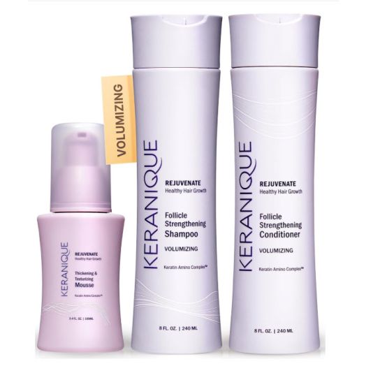 Keranique 60 Day Hair Thickening Kit | Shampoo, Conditioner, and Texturizing Mousse | Free of Sulfates, Dyes and Parabens | Improves Hair Texture | Strengthens Thinning Hair