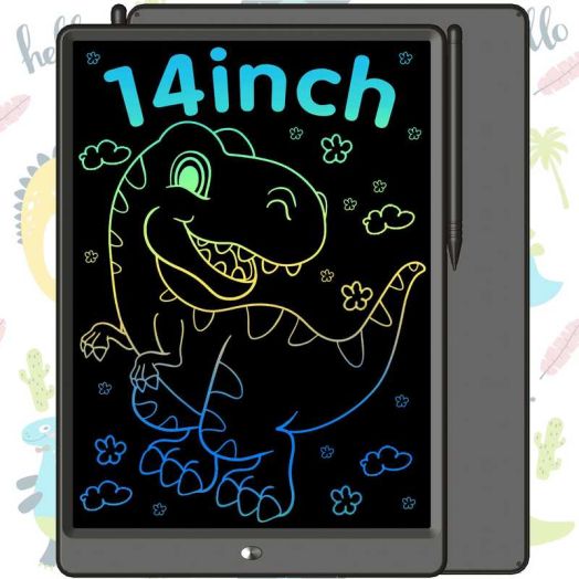 Adofi 14-inch LCD Writing Tablet for Kids, Writing Board for Kids, Toy Gifts for 1 2 3 Year Old Boys Girls Toddlers Kids, Kids Electronics Drawing Board, Travel Toys for Girls 3 6 Years-Black