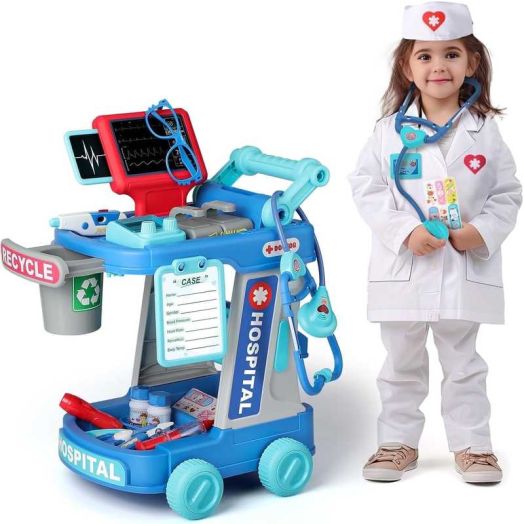 Adofi Child's Pretend Doctor Playset with Costume and Stethoscope, Toys for Boys Girls 3 6 Years, 1 Piece