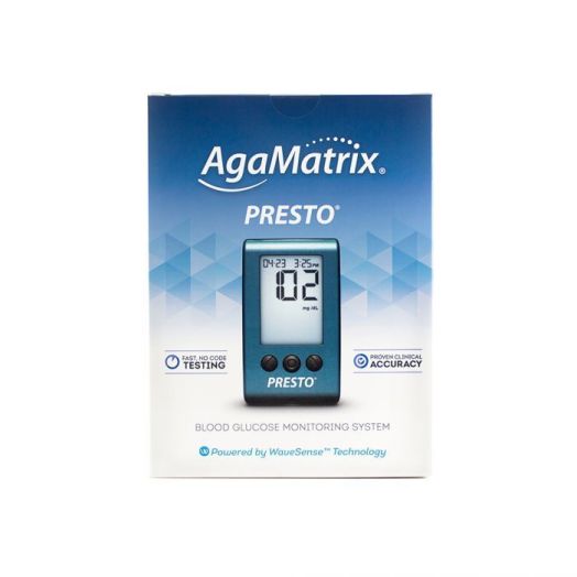 Aga Matrix Presto Blood Glucose Monitoring System Kit, Meter with Carrying Case Control Solution and 10 Lancets Test Strips