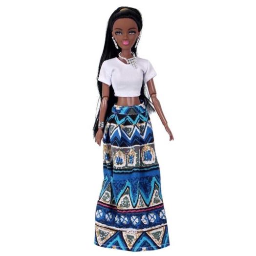 A-Waroom 12 Inch African American Black Doll with Long Hair - Moveable Joint Toy Doll for Girls, Educational Pretend Play Baby Doll Toy Gift