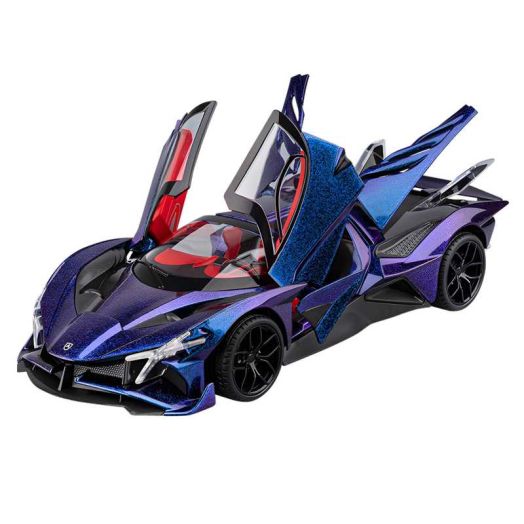 Anmyjuly 1: 18 Scale EVO Model Zinc Alloy Pullback Die-casting Toy Car with Sound and Light Effects, Sports Car Model Ornament, Collectible