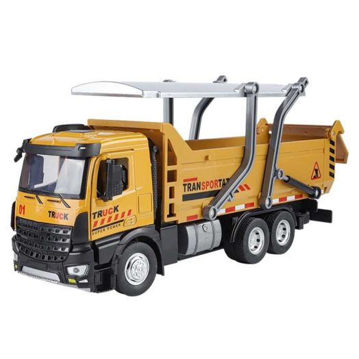 Anmyjuly Large 12 Inch Dump Truck Toy with Metal Cab, Friction Powered Construction Vehicle with Lights & Sounds, Realistic Dumping Action for Kids Age 3-7