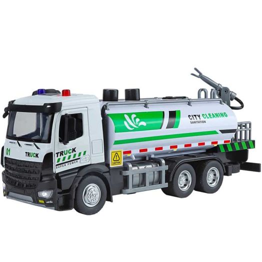 Anmyjuly Large Urban Sanitation Vehicle Alloy Diecast Truck Model City Sprinkler Truck Toys Multifunctional Children's Toys Gift For Kids