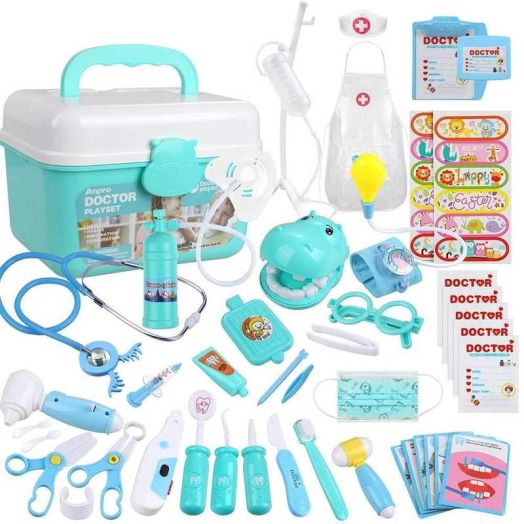 Doctor Kit for Kids, 46Pcs Medical Toy Kids Pretend Play Set with Stethoscope Doctor Role Play Gifts for Toddler Boys & Girls 3-6 Years,Blue