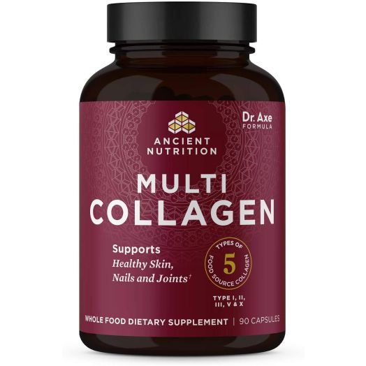 Ancient Nutrition Multi Collagen, 90 Capsules - High-Quality Blend of Grass-Fed Beef, Chicken, Wild Fish and Eggshell Collagen Peptides, Providing Type I, II, III, V and X