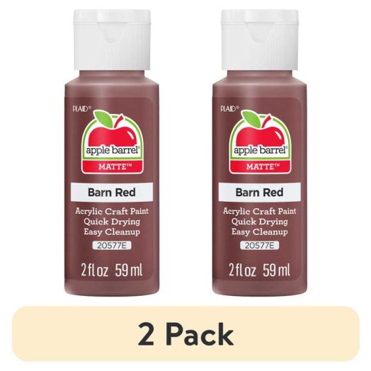 (2 pack) Apple Barrel Acrylic Craft Paint, Matte Finish, Barn Red, 2 fl oz