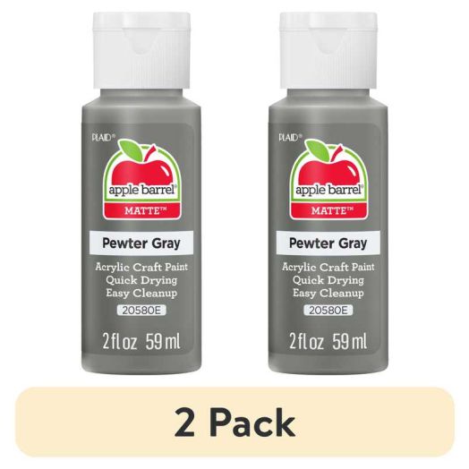(2 pack) Apple Barrel Acrylic Craft Paint, Matte Finish, Pewter Grey, 2 fl oz