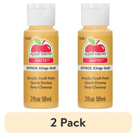 (2 pack) Apple Barrel Acrylic Craft Paint, Matte Finish, King's Gold, 2 fl oz
