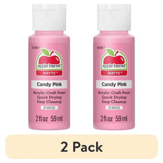 (2 pack) Apple Barrel Acrylic Craft Paint, Matte Finish, Candy Pink, 2 fl oz