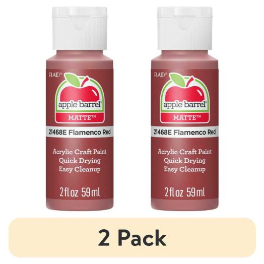 (2 pack) Apple Barrel Acrylic Craft Paint, Matte Finish, Flamenco Red, 2 fl oz