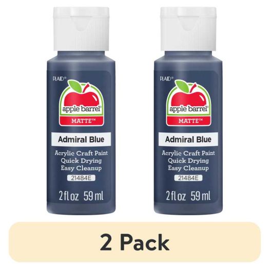 (2 pack) Apple Barrel Acrylic Craft Paint, Matte Finish, Admiral Blue, 2 fl oz